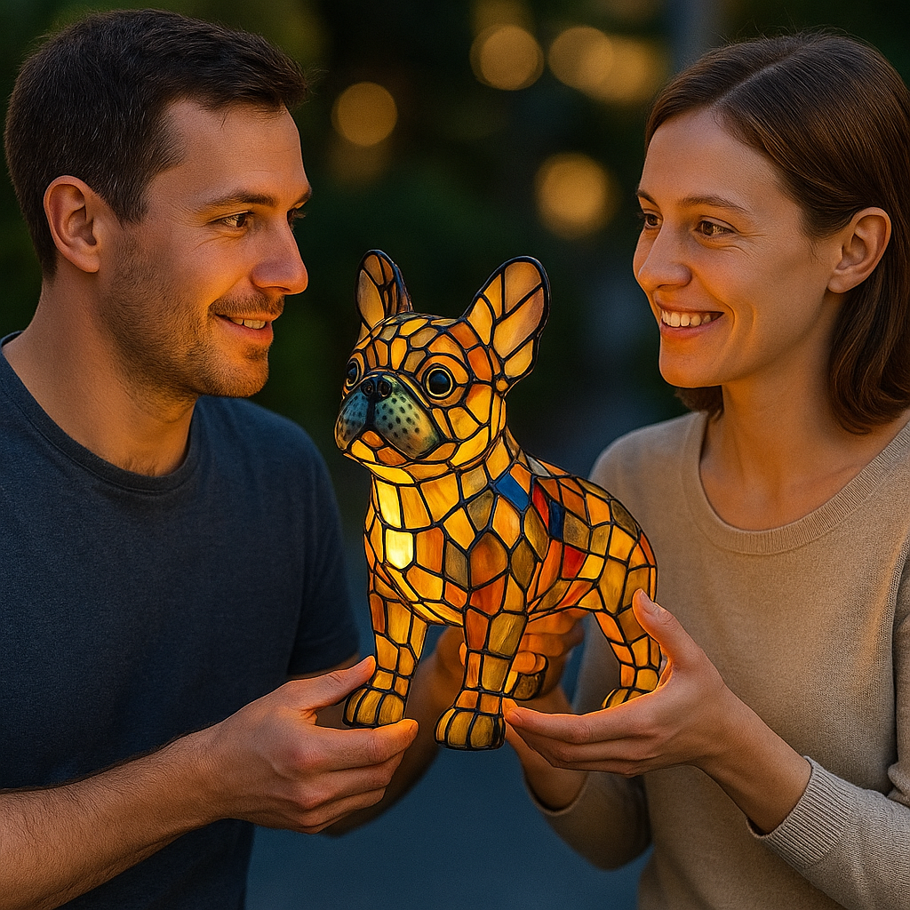 Colorful Stained Glass Dog Lamp - Unique Night Lighting for Dog Lovers 1