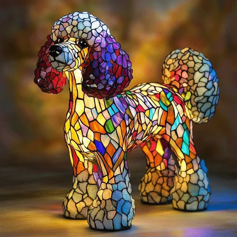 Colorful Stained Glass Dog Lamp - Unique Night Lighting for Dog Lovers 10