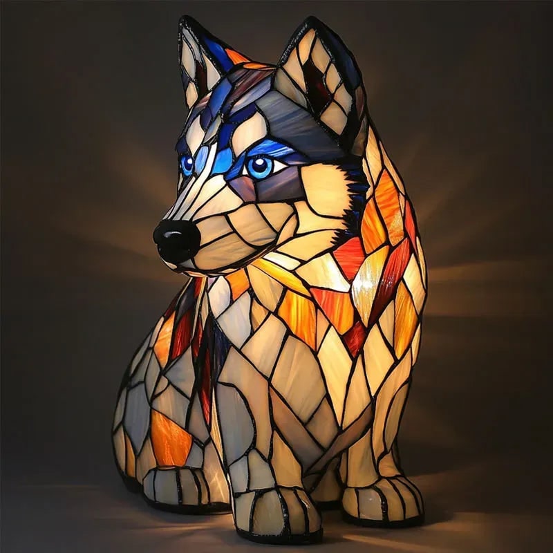Colorful Stained Glass Dog Lamp - Unique Night Lighting for Dog Lovers 11