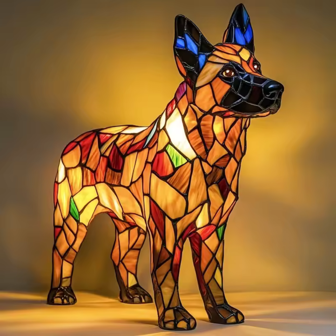 Colorful Stained Glass Dog Lamp - Unique Night Lighting for Dog Lovers 12