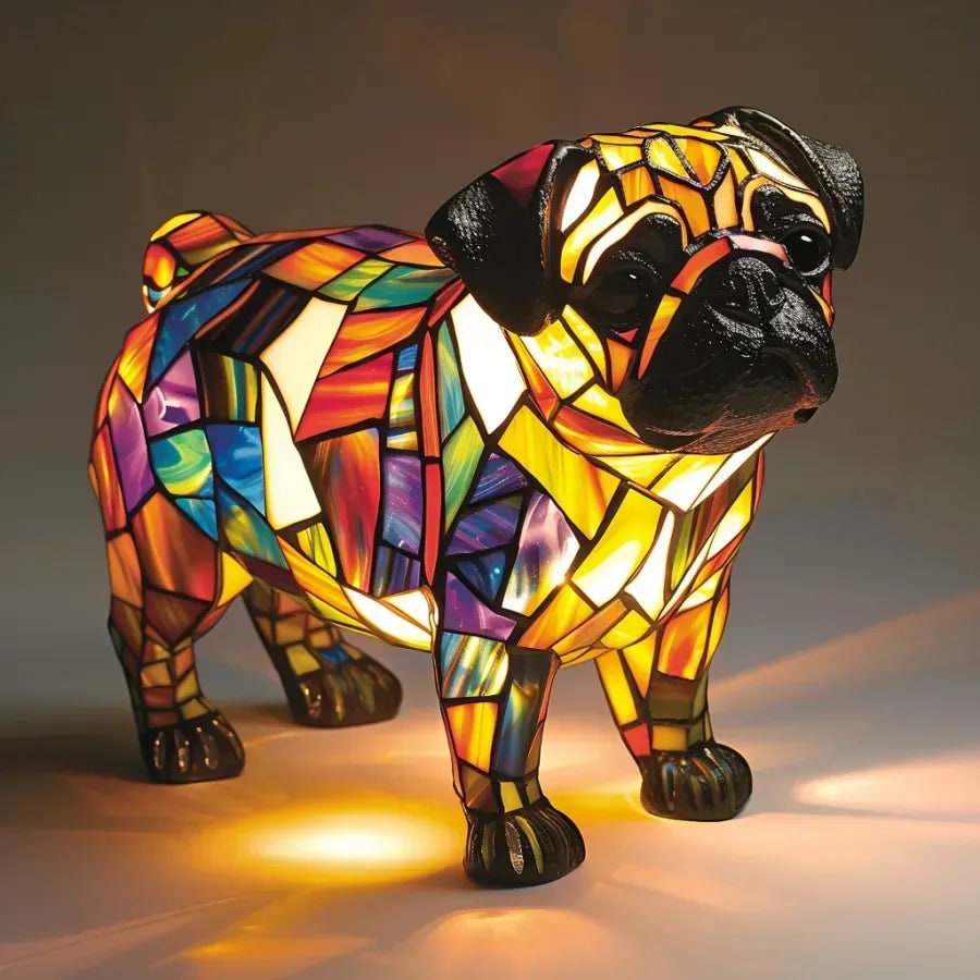 Colorful Stained Glass Dog Lamp - Unique Night Lighting for Dog Lovers 13