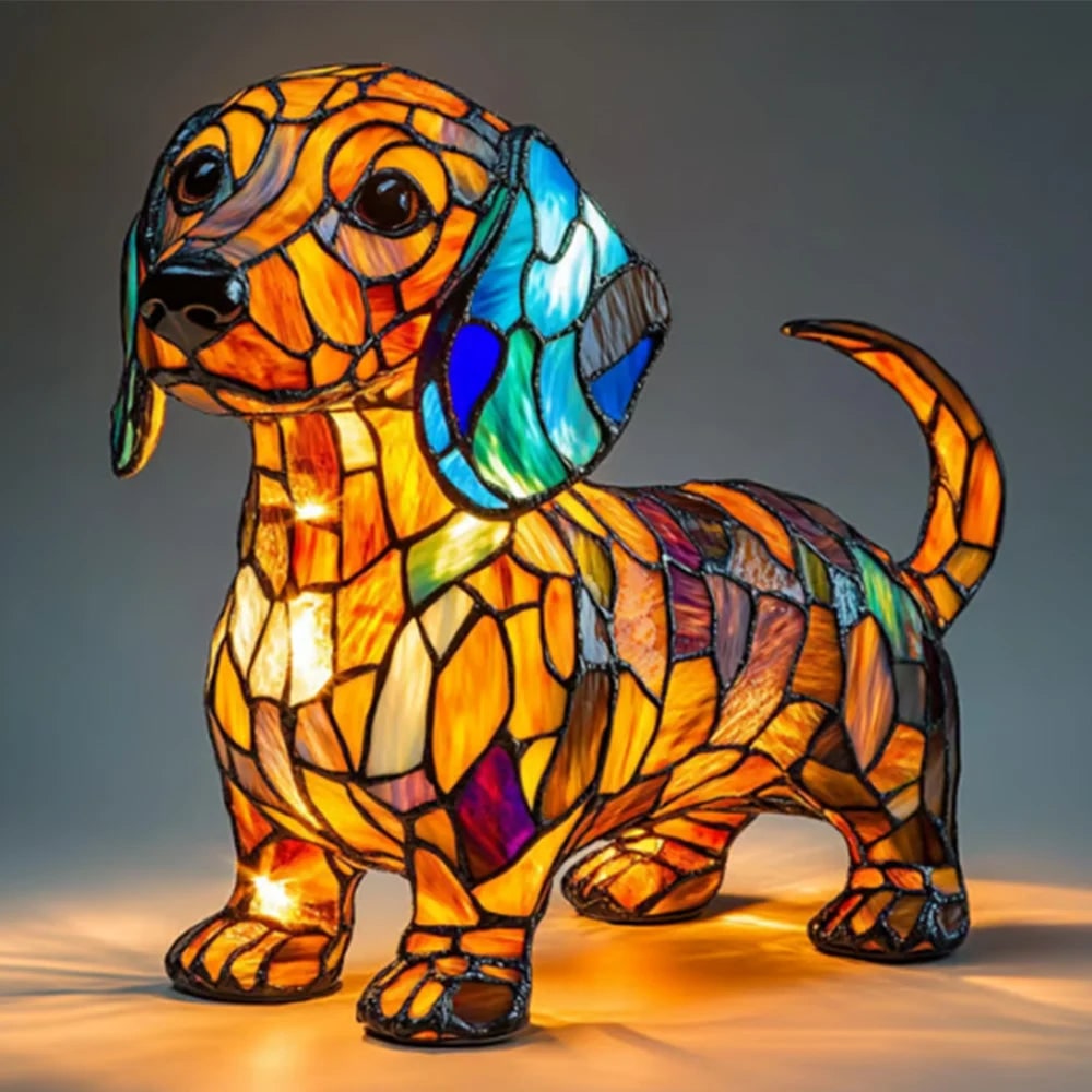 Colorful Stained Glass Dog Lamp - Unique Night Lighting for Dog Lovers 14