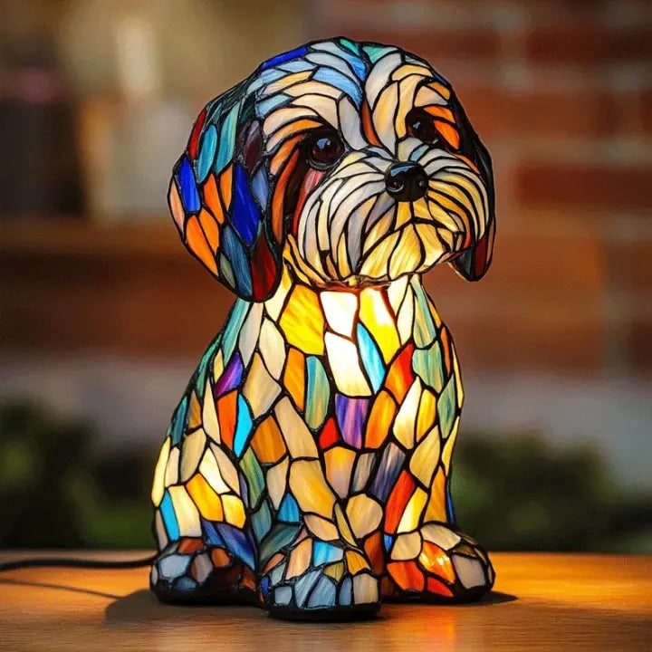 Colorful Stained Glass Dog Lamp - Unique Night Lighting for Dog Lovers 15
