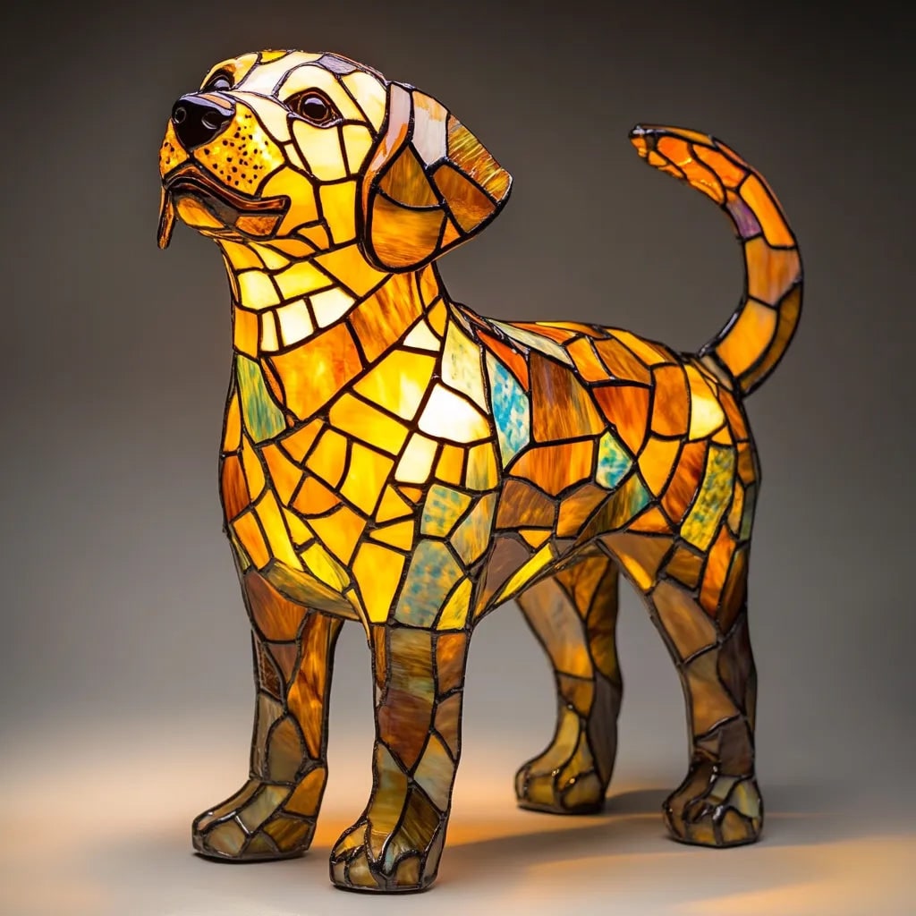 Colorful Stained Glass Dog Lamp - Unique Night Lighting for Dog Lovers 16