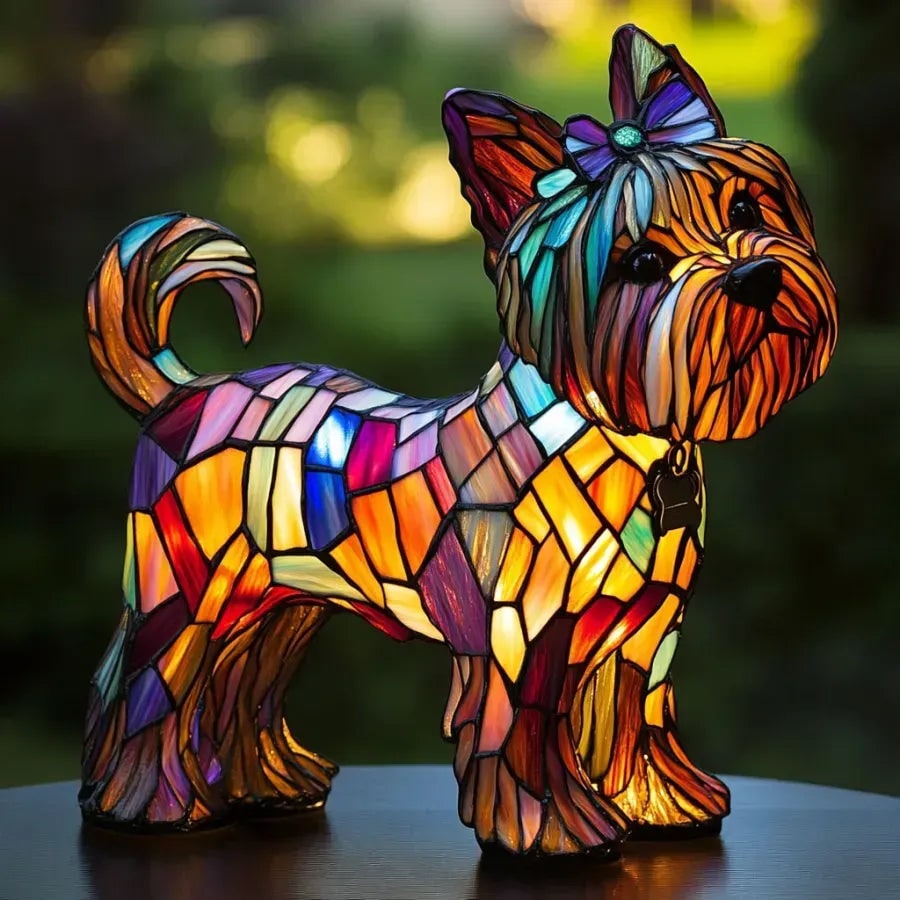 Colorful Stained Glass Dog Lamp - Unique Night Lighting for Dog Lovers 17