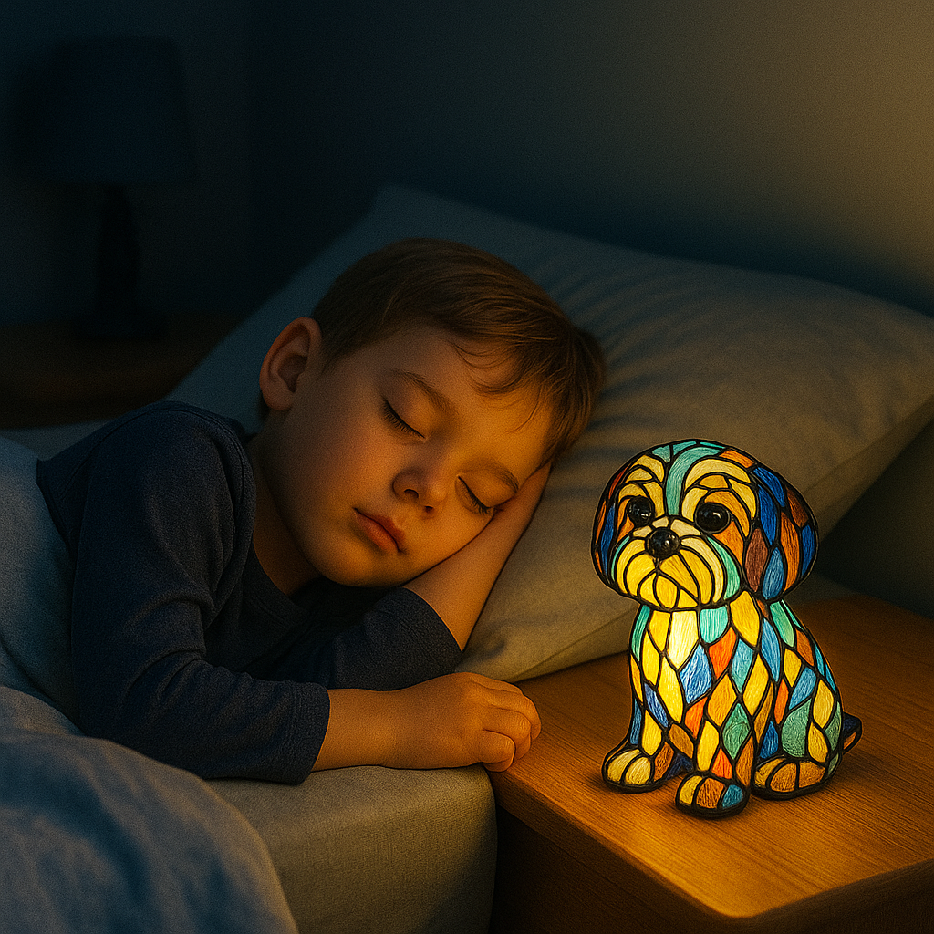 Colorful Stained Glass Dog Lamp - Unique Night Lighting for Dog Lovers 2