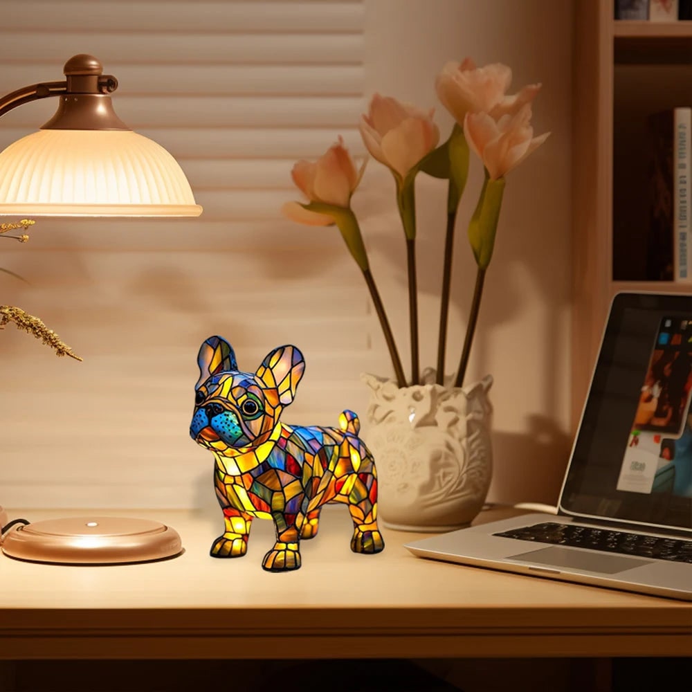 Colorful Stained Glass Dog Lamp - Unique Night Lighting for Dog Lovers 3