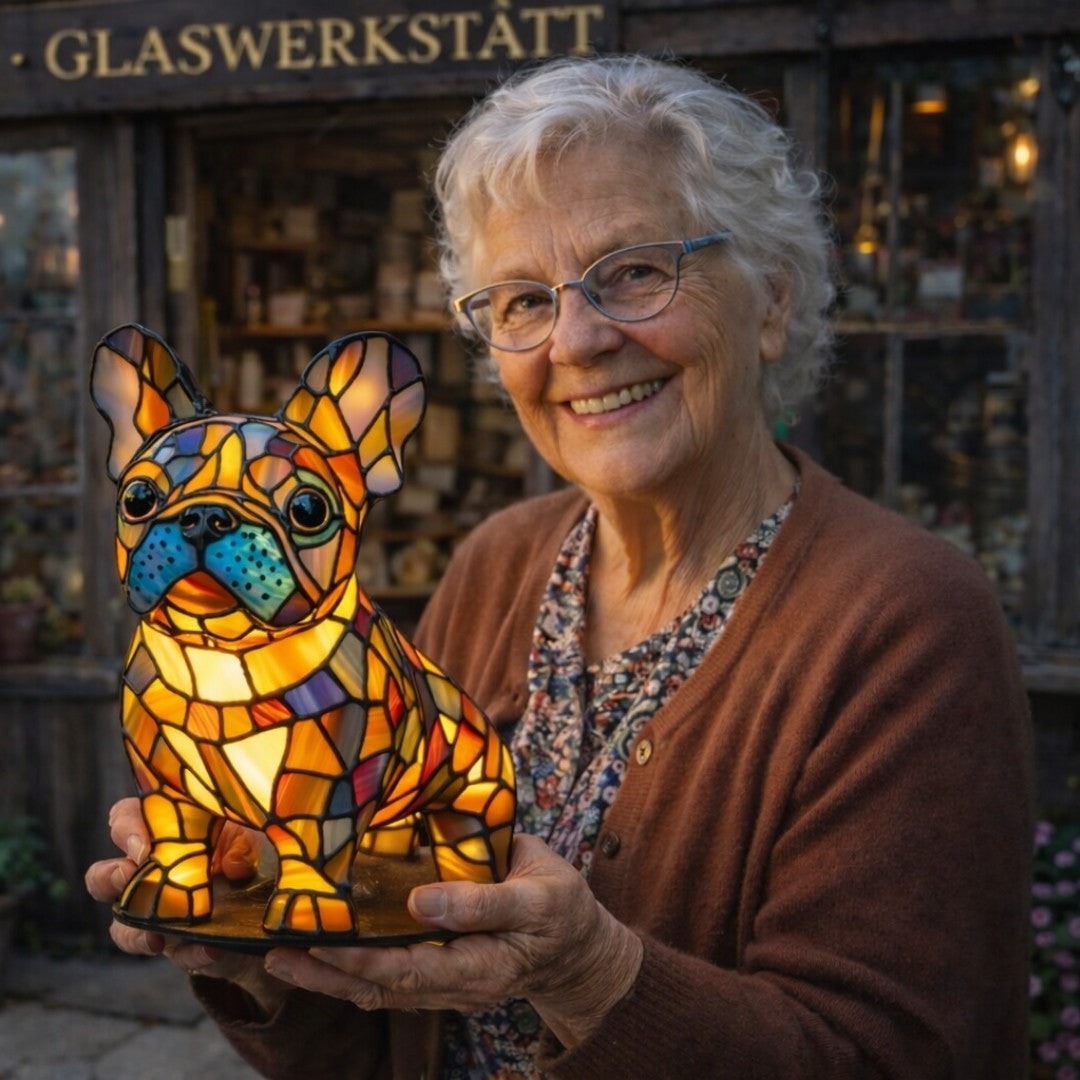 Colorful Stained Glass Dog Lamp - Unique Night Lighting for Dog Lovers 5