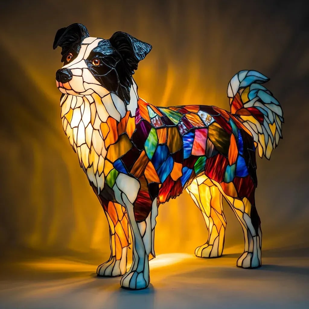 Colorful Stained Glass Dog Lamp - Unique Night Lighting for Dog Lovers 6