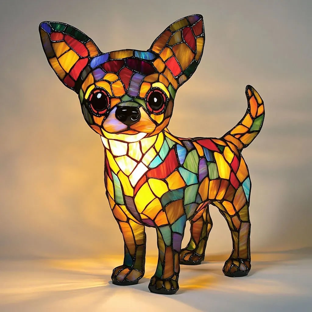 Colorful Stained Glass Dog Lamp - Unique Night Lighting for Dog Lovers 7