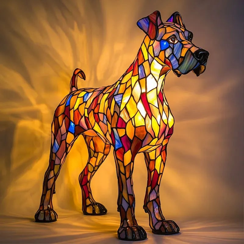 Colorful Stained Glass Dog Lamp - Unique Night Lighting for Dog Lovers 8