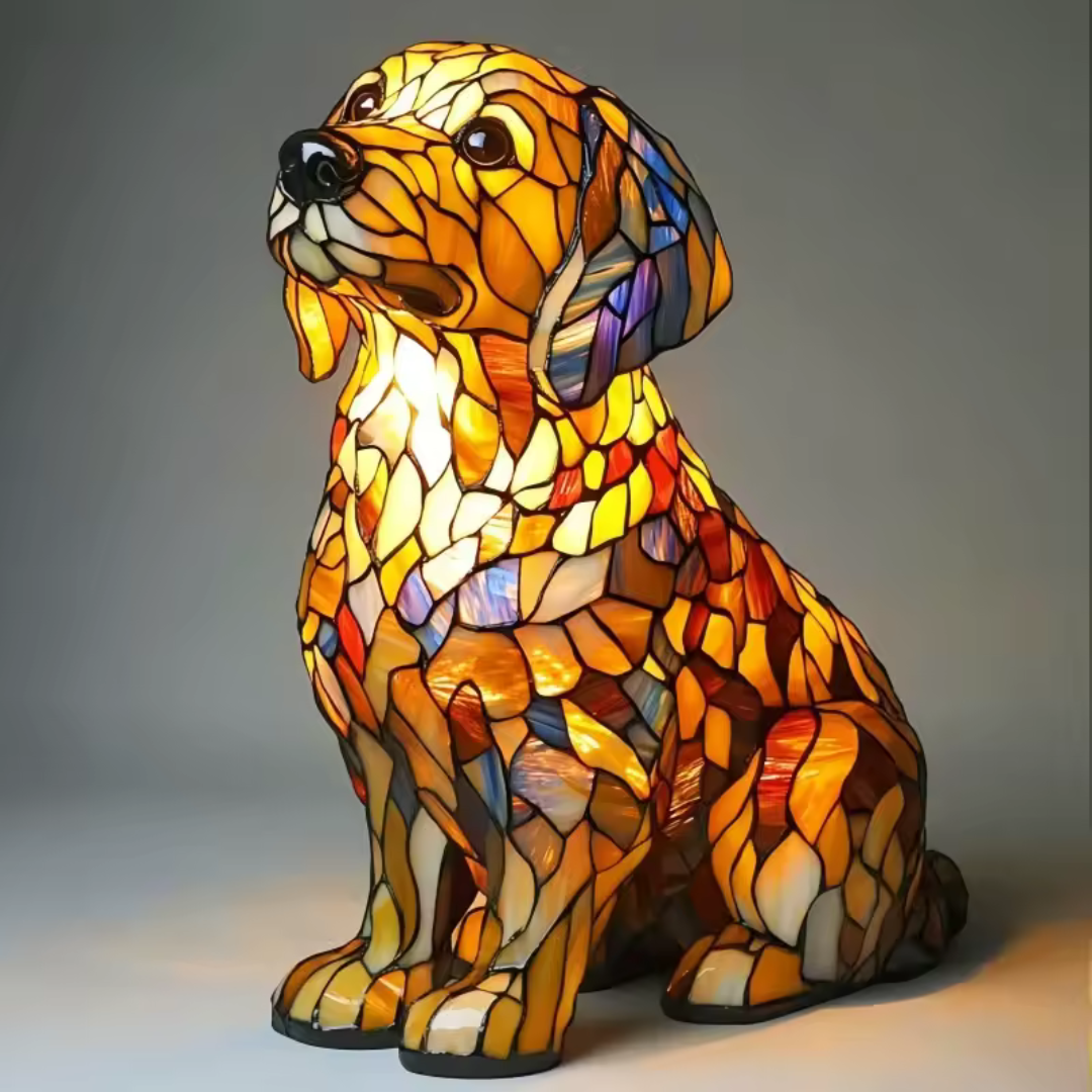 Colorful Stained Glass Dog Lamp - Unique Night Lighting for Dog Lovers 9