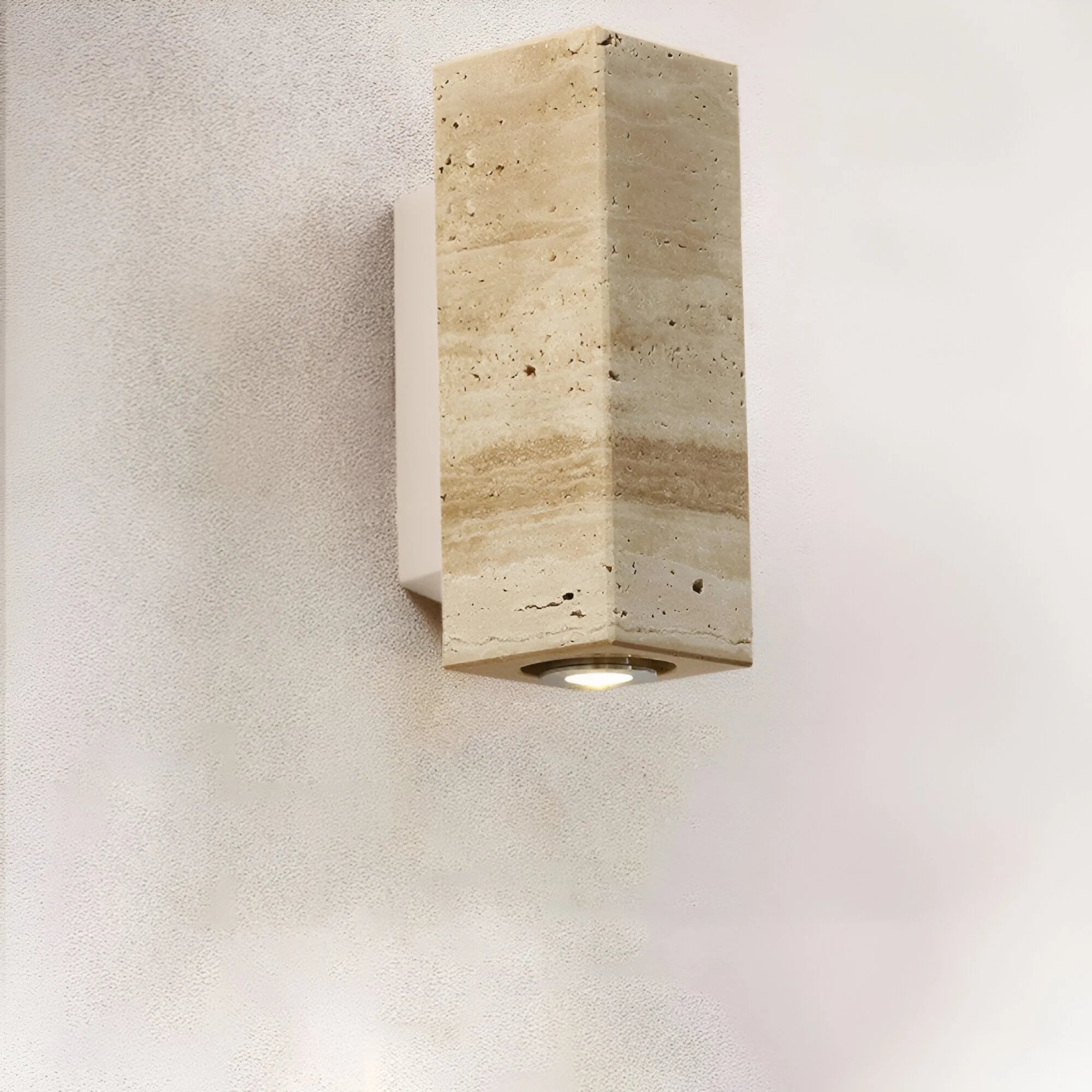 Elegant LED Wall Light - Energy-Efficient Natural Travertine Design 1