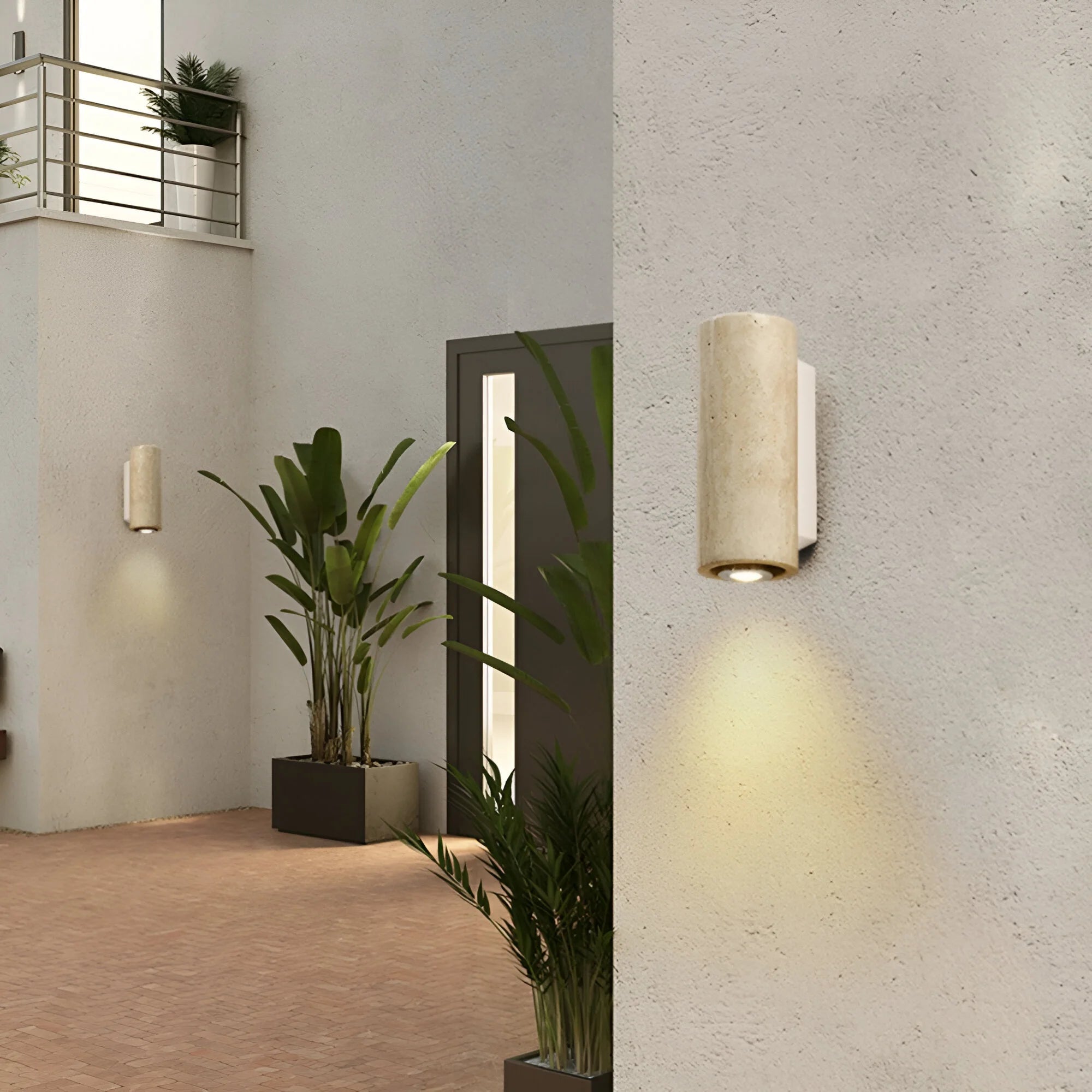 Elegant LED Wall Light - Energy-Efficient Natural Travertine Design 4