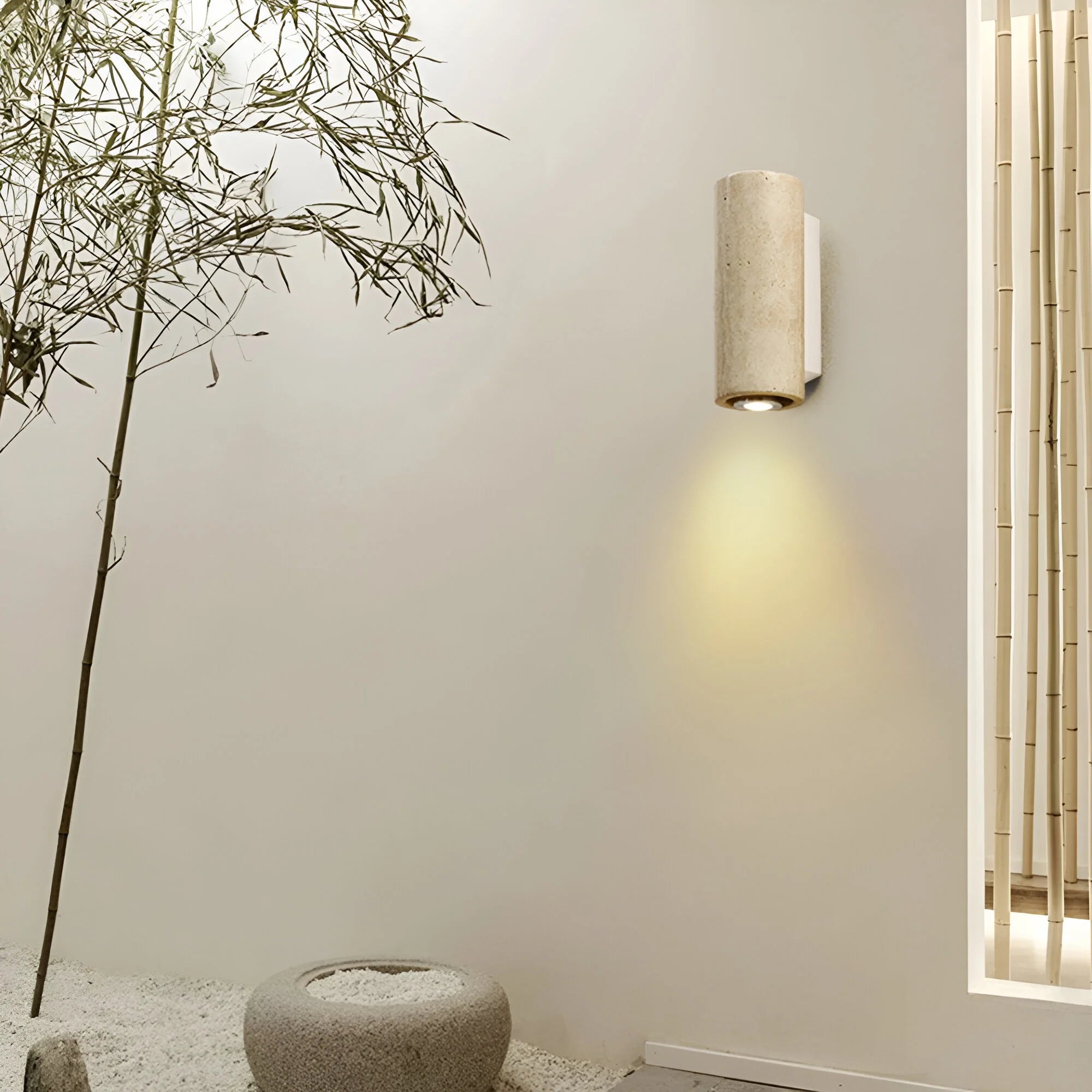 Elegant LED Wall Light - Energy-Efficient Natural Travertine Design 6