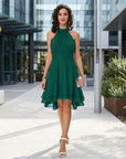 Ivy | Burgundy Halter Midi Cocktail Dress