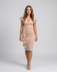 Frankie | Cocktailkleid mit langen Ärmeln und Rüschendetails