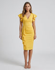 Frankie | Cocktailkleid mit langen Ärmeln und Rüschendetails