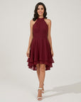Ivy | Burgundy Halter Midi Cocktail Dress
