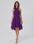 Ivy | Burgundy Halter Midi Cocktail Dress
