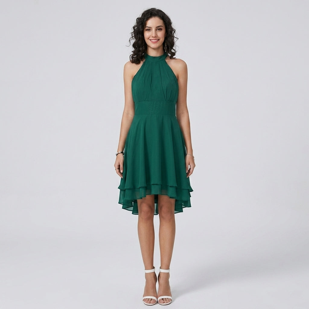 Ivy | Burgundy Halter Midi Cocktail Dress