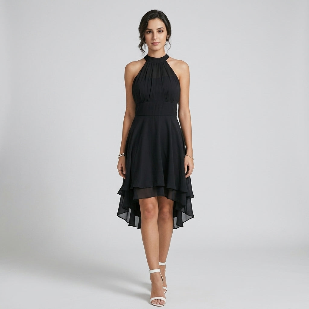 Ivy | Burgundy Halter Midi Cocktail Dress
