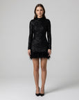 Sadie | White Feather-Hem Mini Cocktail Dress