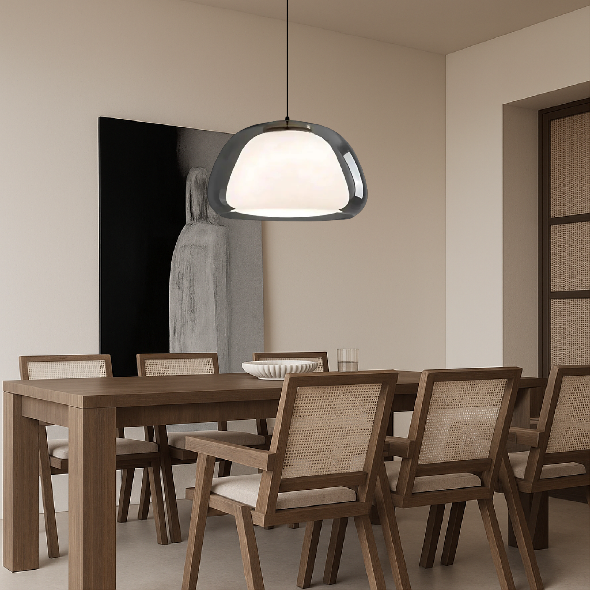 Glass Pendant Lamp - Adjustable Height for Modern Spaces 1