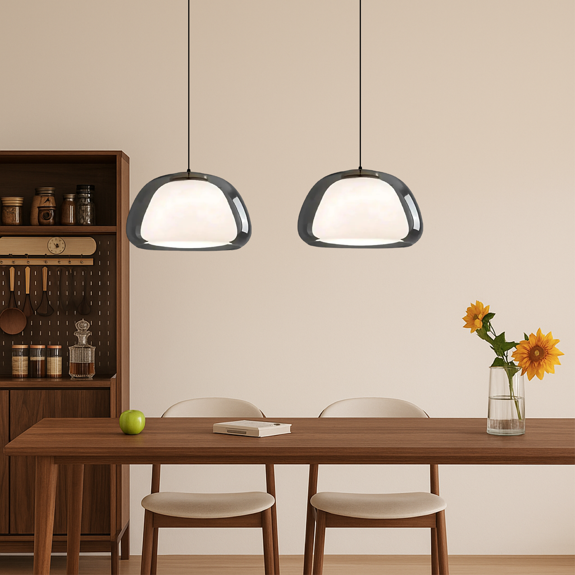Glass Pendant Lamp - Modern Design with Adjustable Height 2