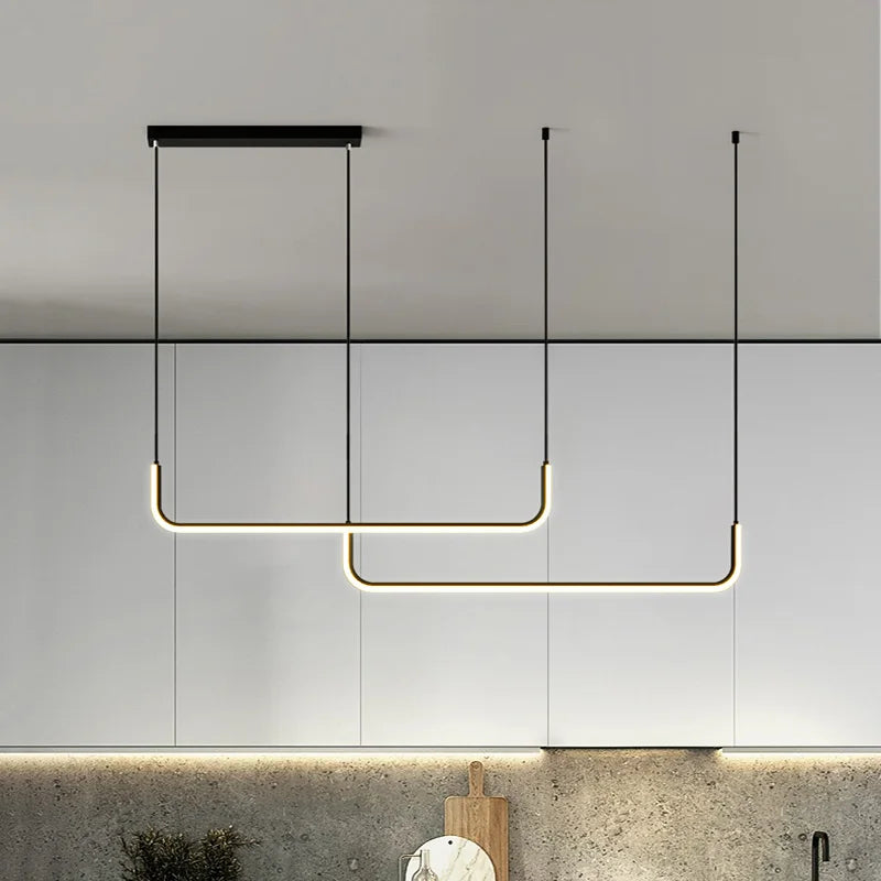 Gold Chandelier - Modern Minimalist Design with Adjustable LED Lighting 0