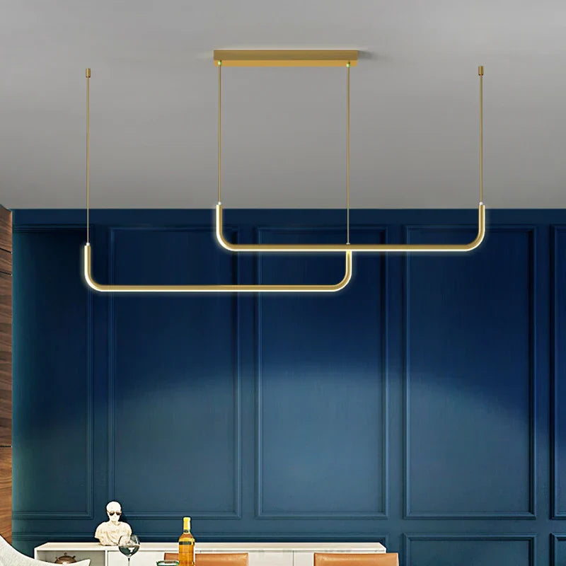 Gold Chandelier - Modern Minimalist Design with Adjustable LED Lighting 1