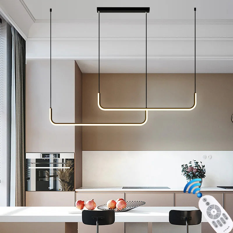 Gold Chandelier - Modern Minimalist Design with Adjustable LED Lighting 2