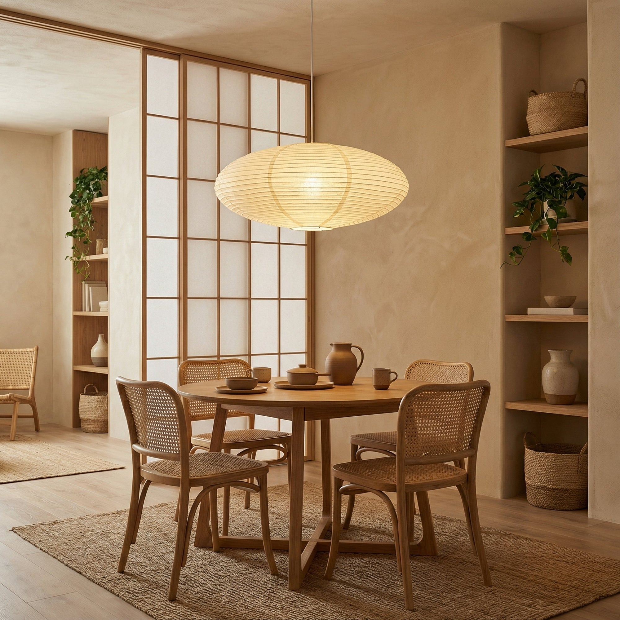 Handcrafted Paper Pendant Light - Elegant Minimalist Illumination 0