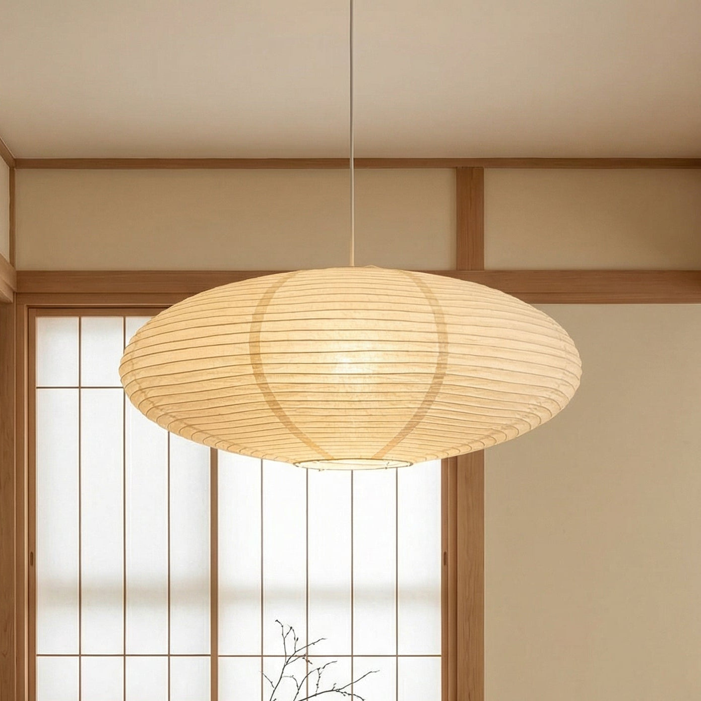 Handcrafted Paper Pendant Light - Elegant Minimalist Illumination 1