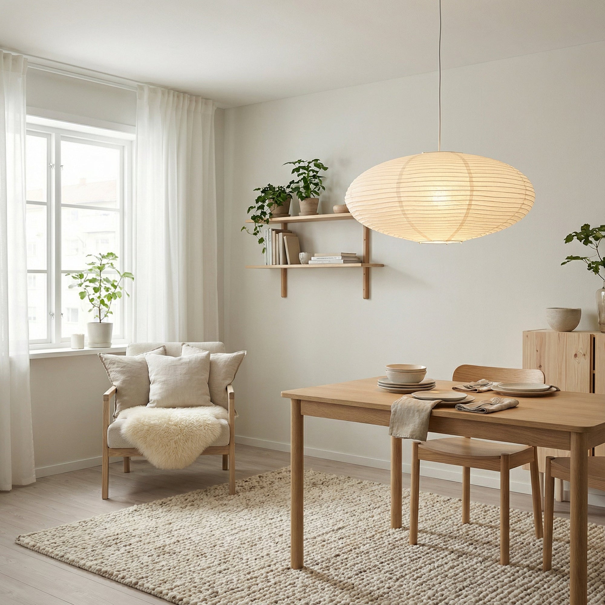 Handcrafted Paper Pendant Light - Elegant Minimalist Illumination 3