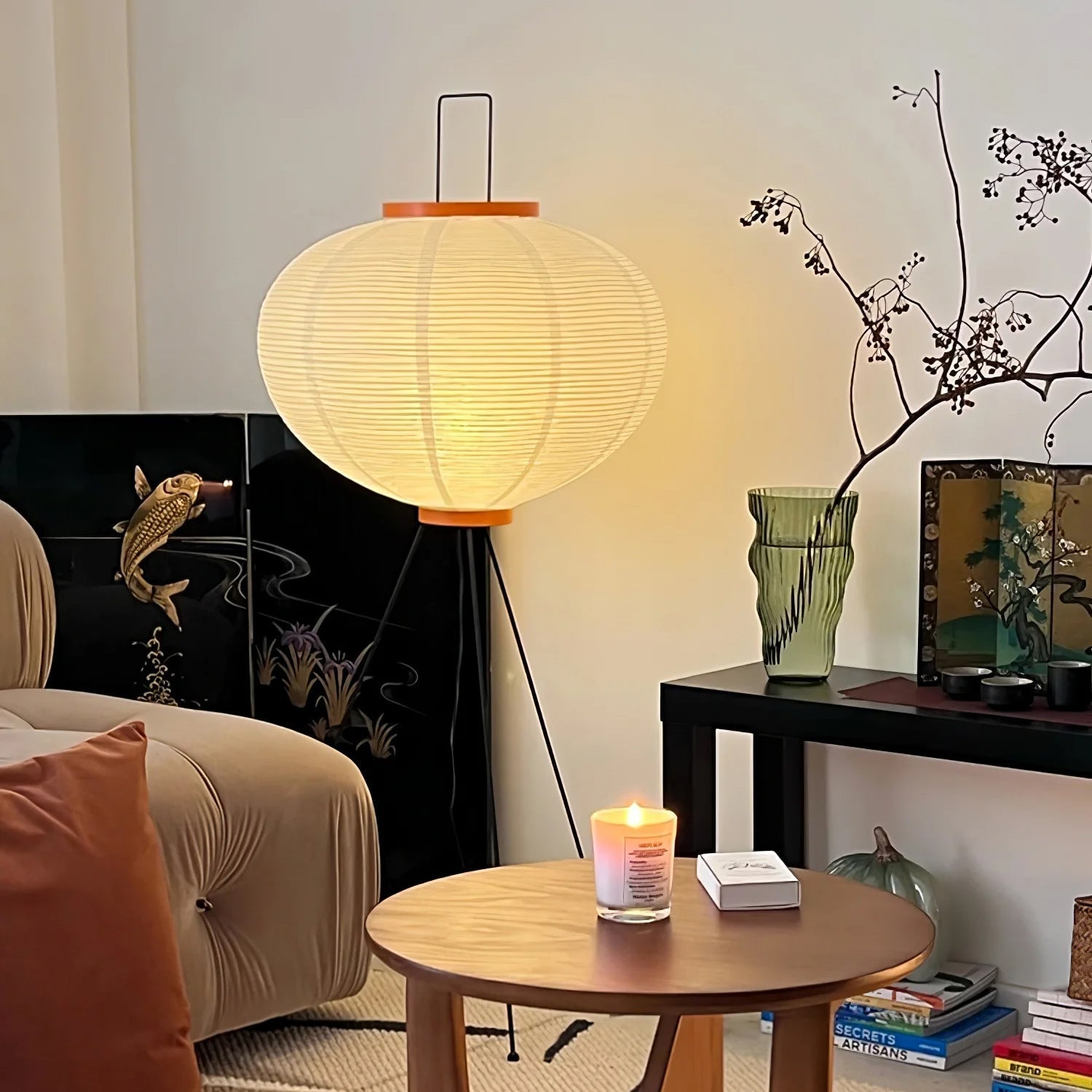 Handcrafted Rice Paper Floor Lamp - Unique Wabi Sabi Design 1