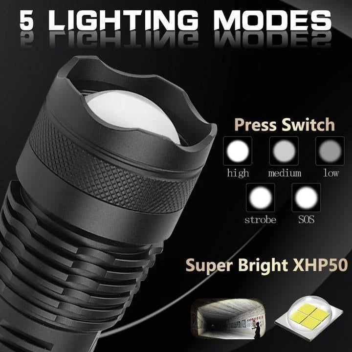 High-Intensity LED Flashlight - 90,000 Lumens, Waterproof &amp; Portable 7