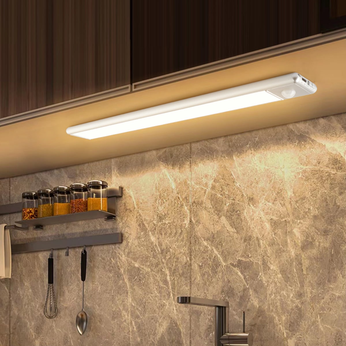 LED Under Cabinet Light Bar - Motion Sensor, Slim Design, Versatile Options 0