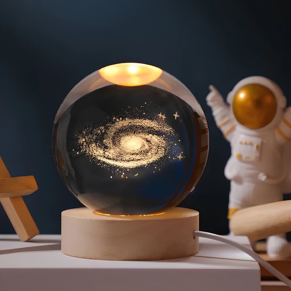 Luminous Crystal Ball Night Light - Enchanting 3D Designs &amp; Warm Glow 0