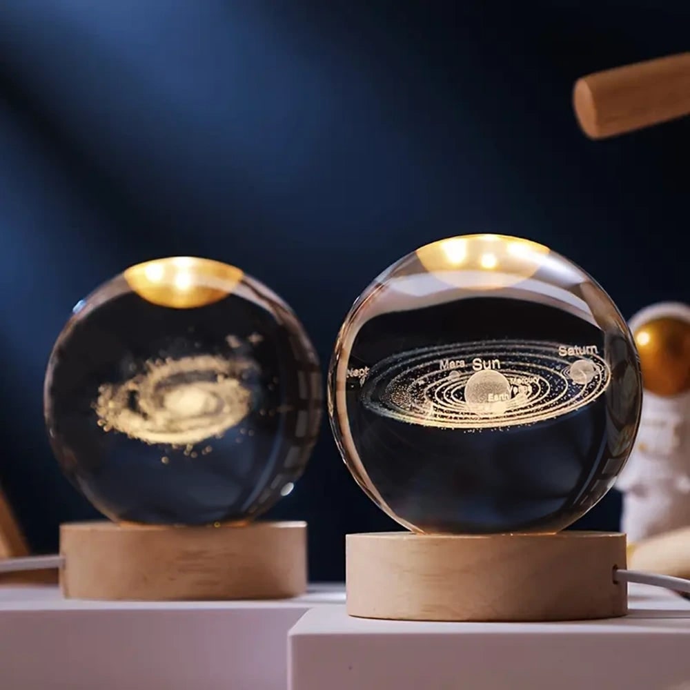 Luminous Crystal Ball Night Light - Enchanting 3D Designs &amp; Warm Glow 1