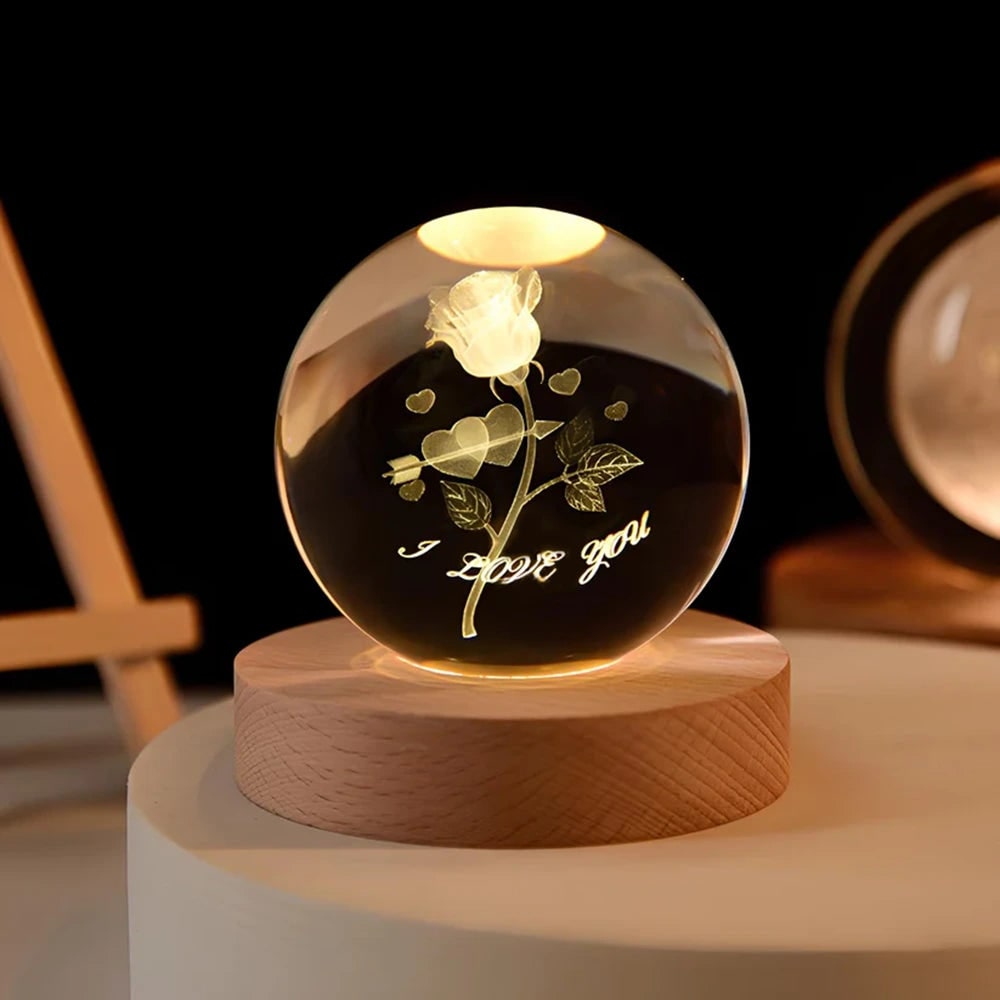 Luminous Crystal Ball Night Light - Enchanting 3D Designs &amp; Warm Glow 23