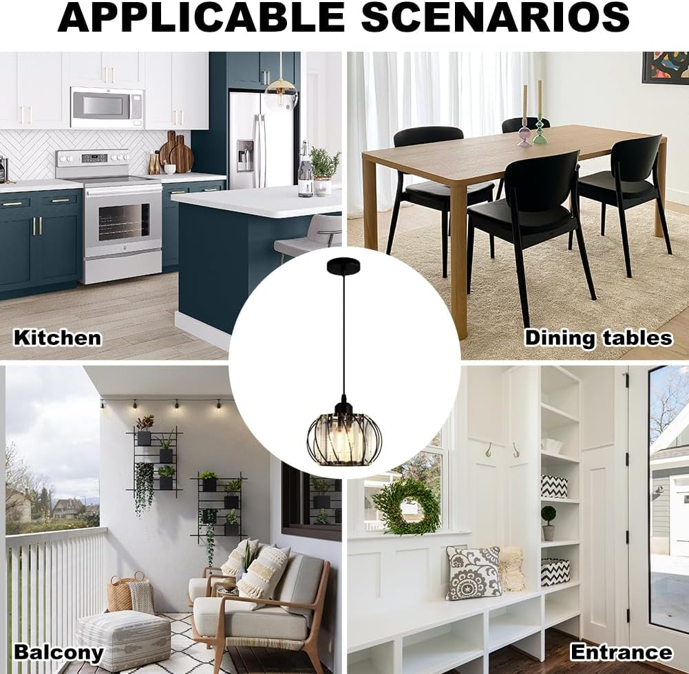 Modern Black Glass Pendant Light - Stylish &amp; Versatile Design 3
