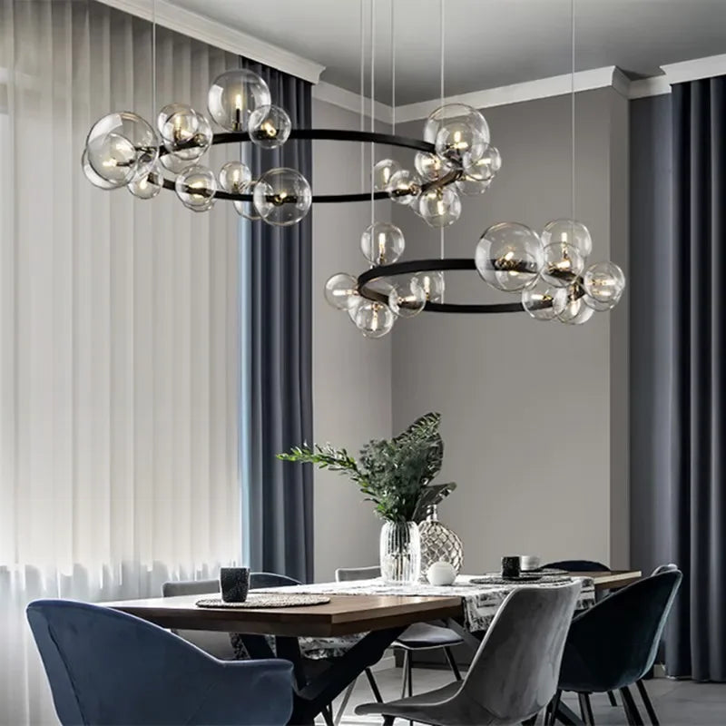 Modern Bubble Chandelier - Elegant Glass Design with LED Lighting 3