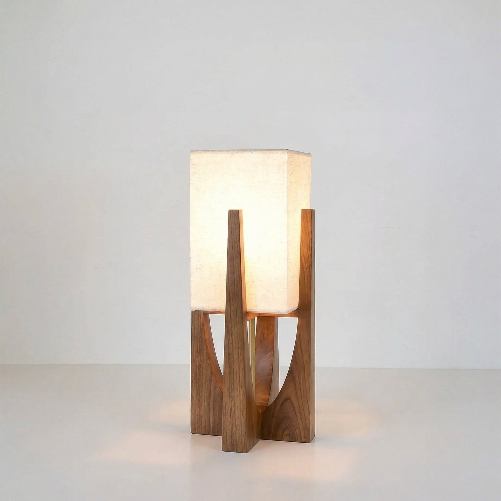 Modern Floor Lamp - Handcrafted Fabric &amp; Wooden Base for Cozy Lighting 4