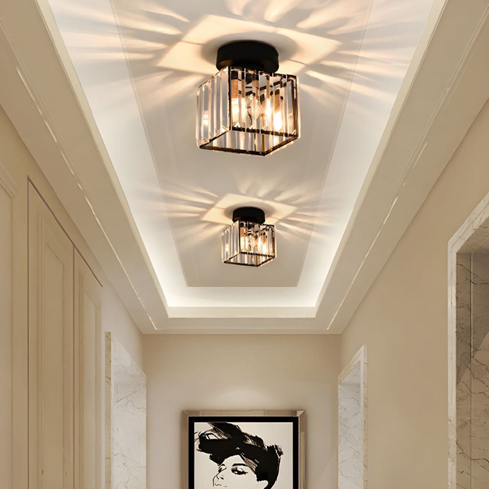 Modern Flush Mount Ceiling Light - Elegant Crystal Shade Design 0
