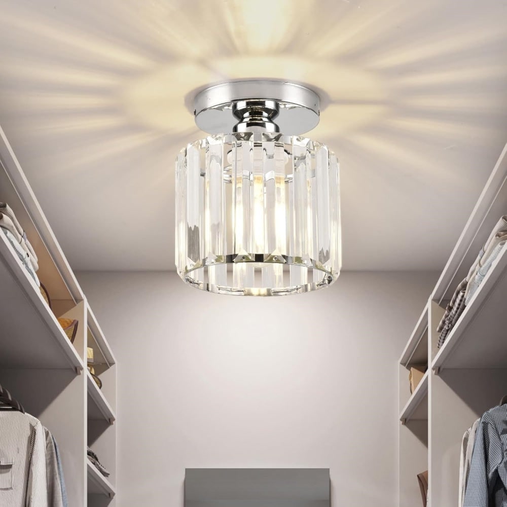 Modern Flush Mount Ceiling Light - Elegant Crystal Shade Design 12