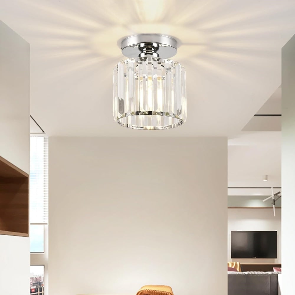Modern Flush Mount Ceiling Light - Elegant Crystal Shade Design 13