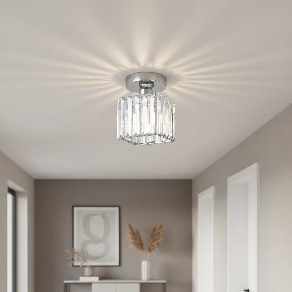 Modern Flush Mount Ceiling Light - Elegant Crystal Shade Design 14