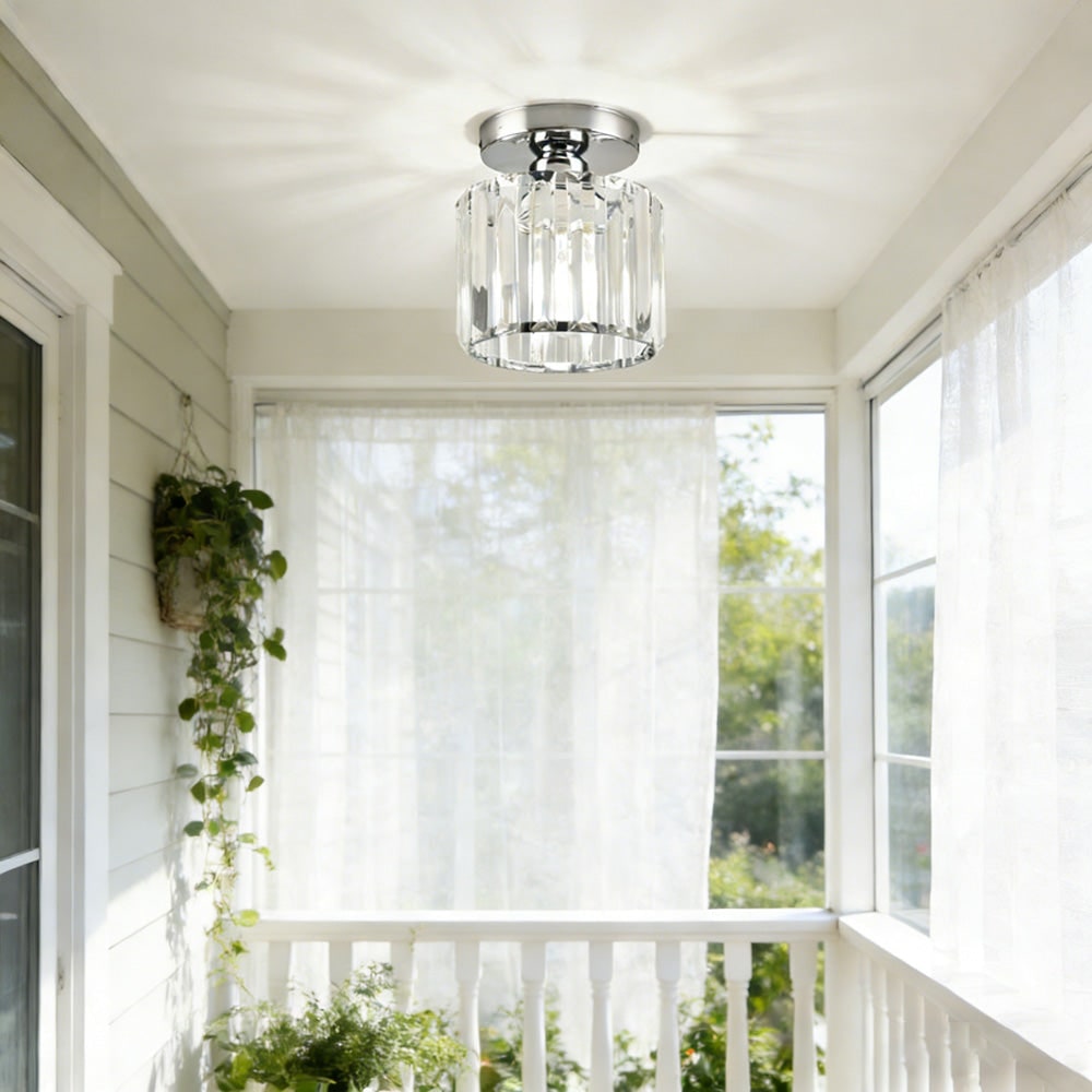 Modern Flush Mount Ceiling Light - Elegant Crystal Shade Design 17