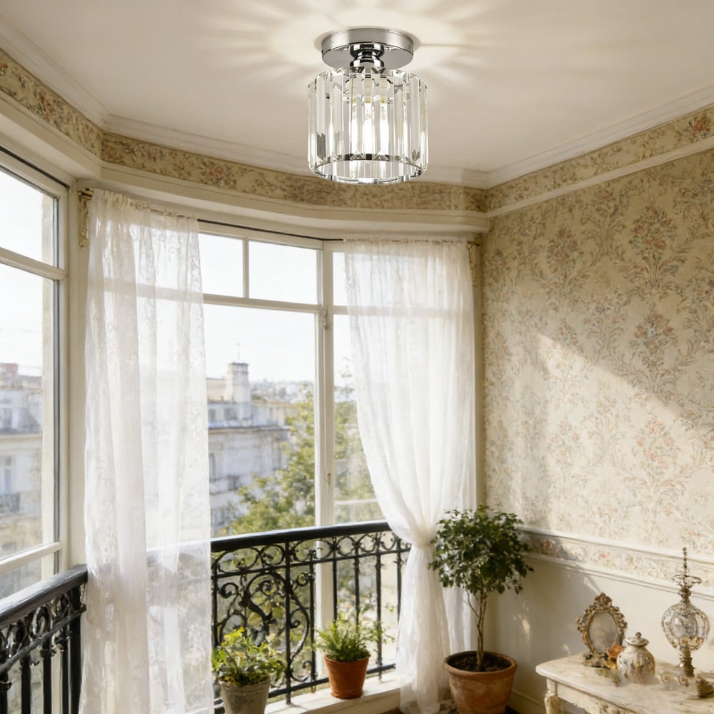 Modern Flush Mount Ceiling Light - Elegant Crystal Shade Design 19